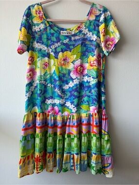 Vintage Jams World "Hattie" Bright Floral Tropical Dress Multicoloured